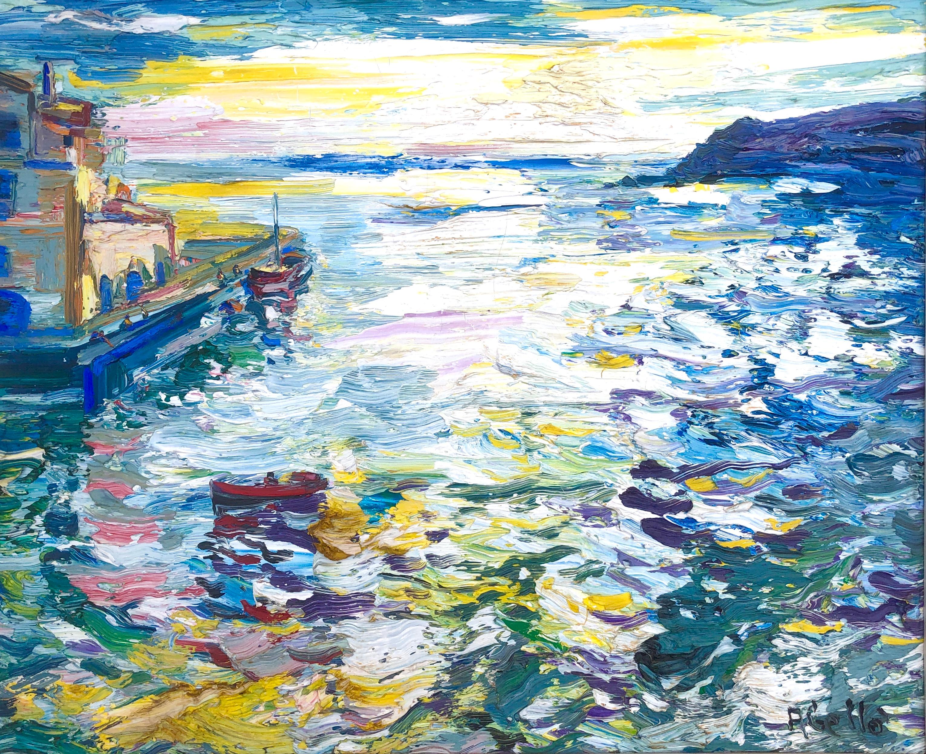 Joan Abello Cadaques original oil canvas painting Spanish seascape