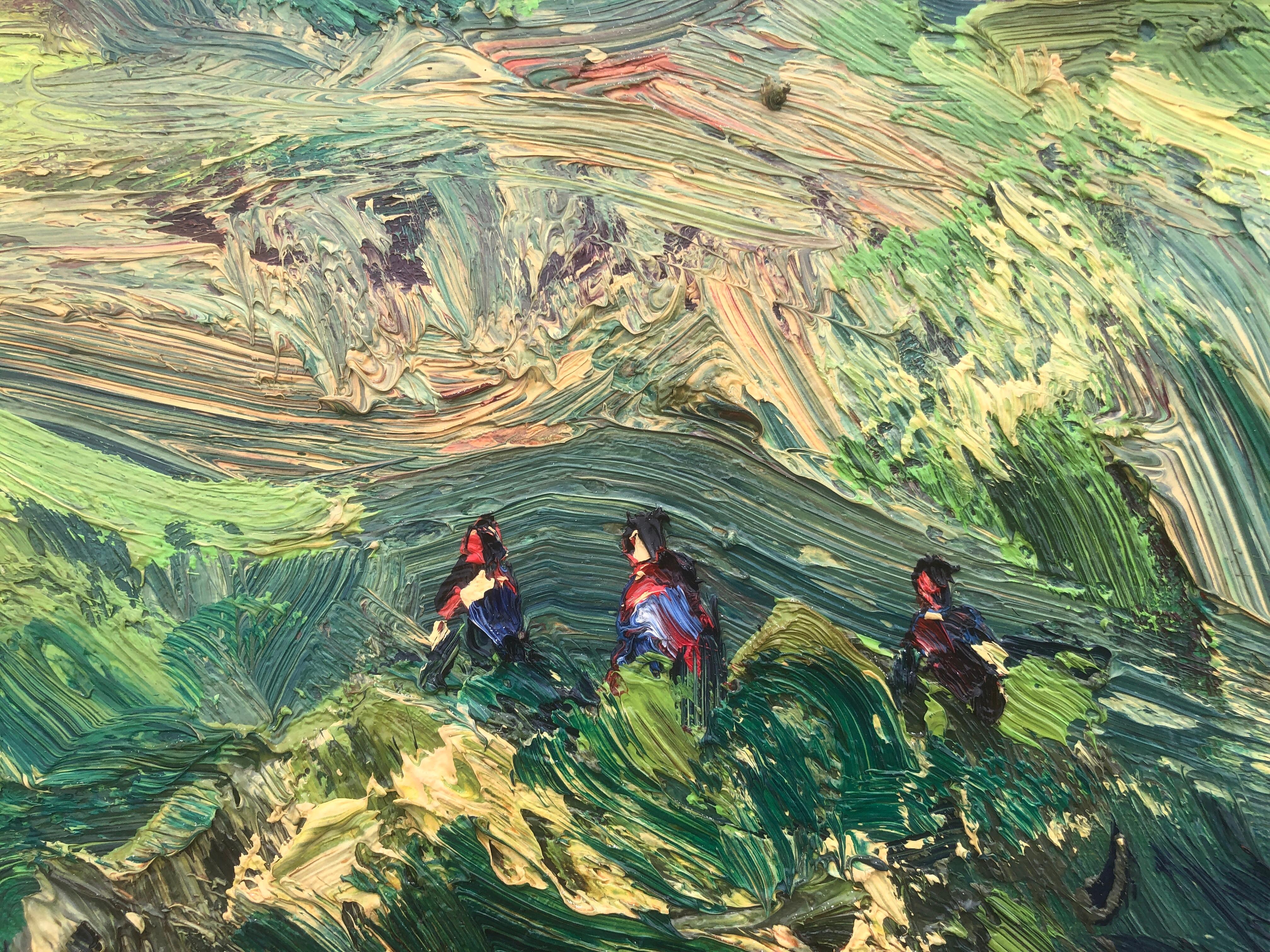 Joan Abello landscape original oil canvas painting Spanish Spain - Post-Impressionist Painting by Joan Abello Prat