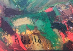 Morning landscape original oil canvas painting Spanish Spain