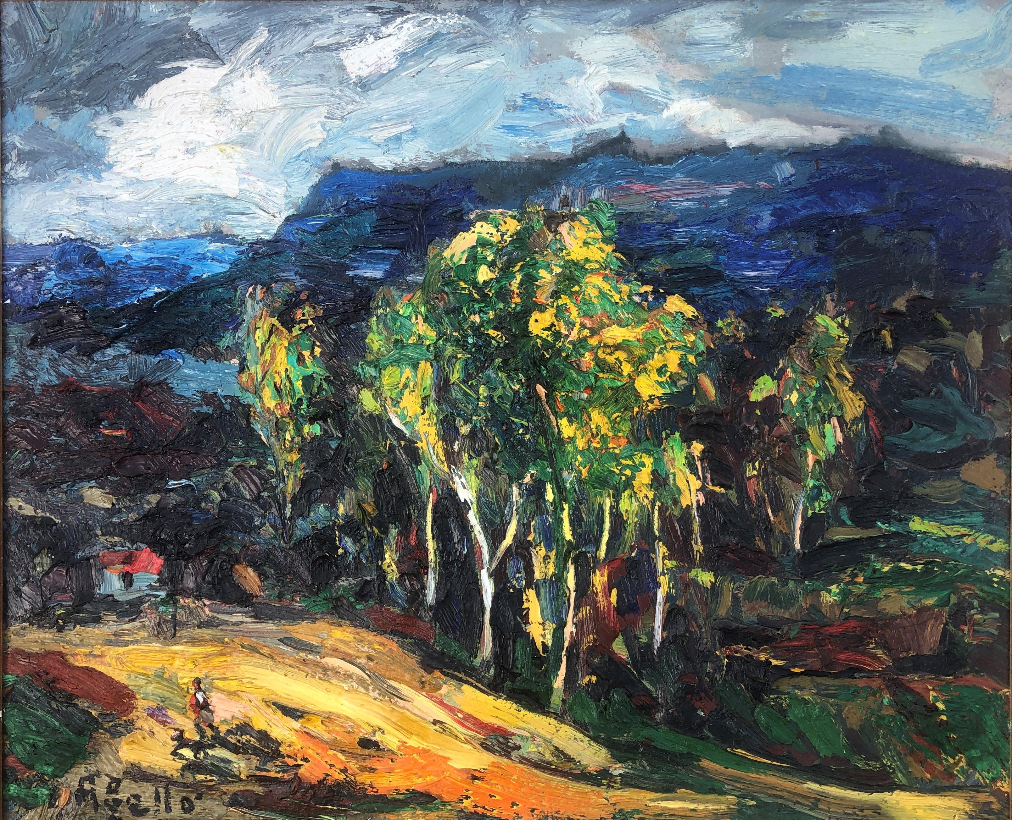 Joan Abello Prat Landscape Painting - Spanish landscape original oil canvas painting