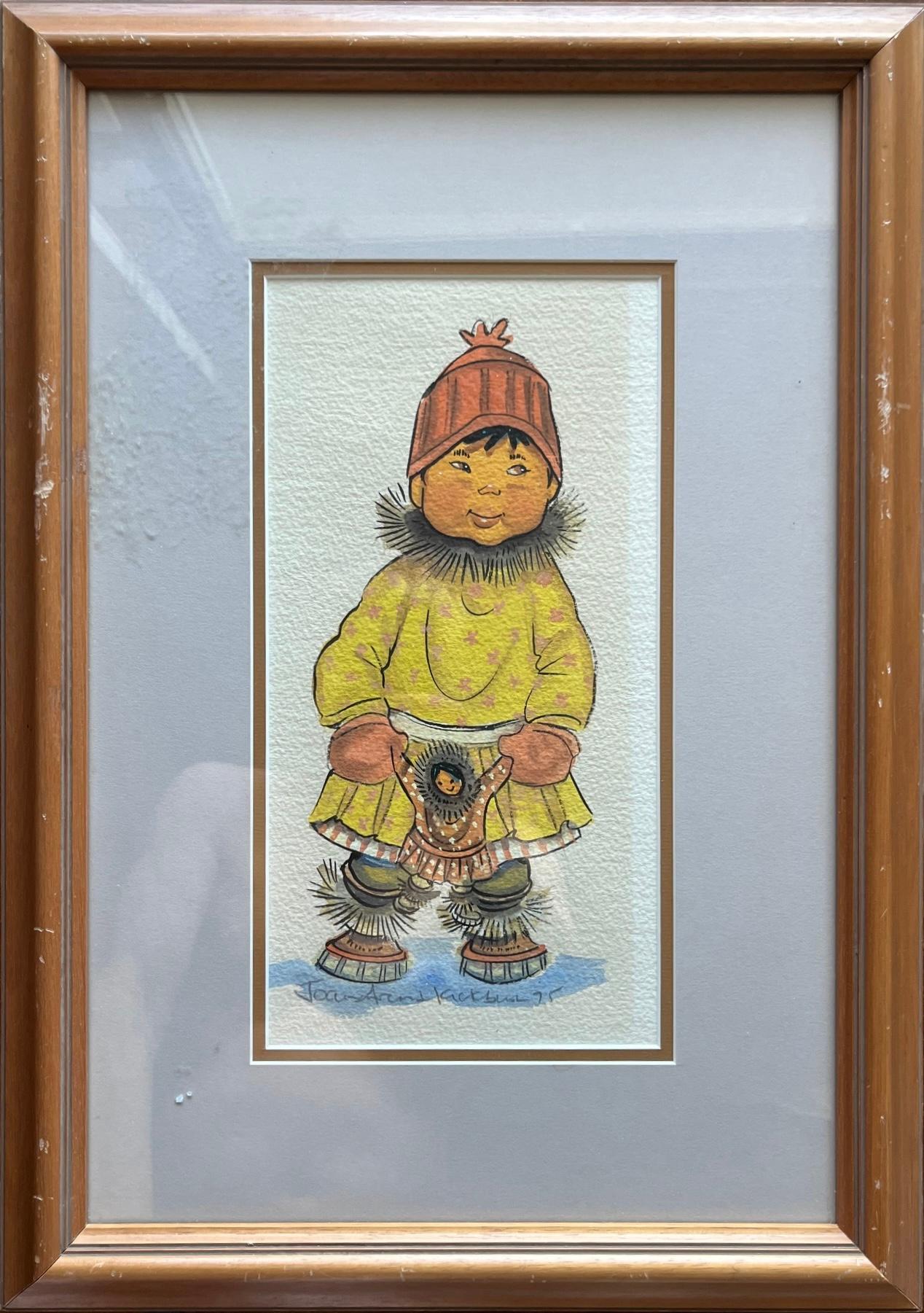Native Children (Papier) aus Alaska – Painting von Joan Arend Kickbush