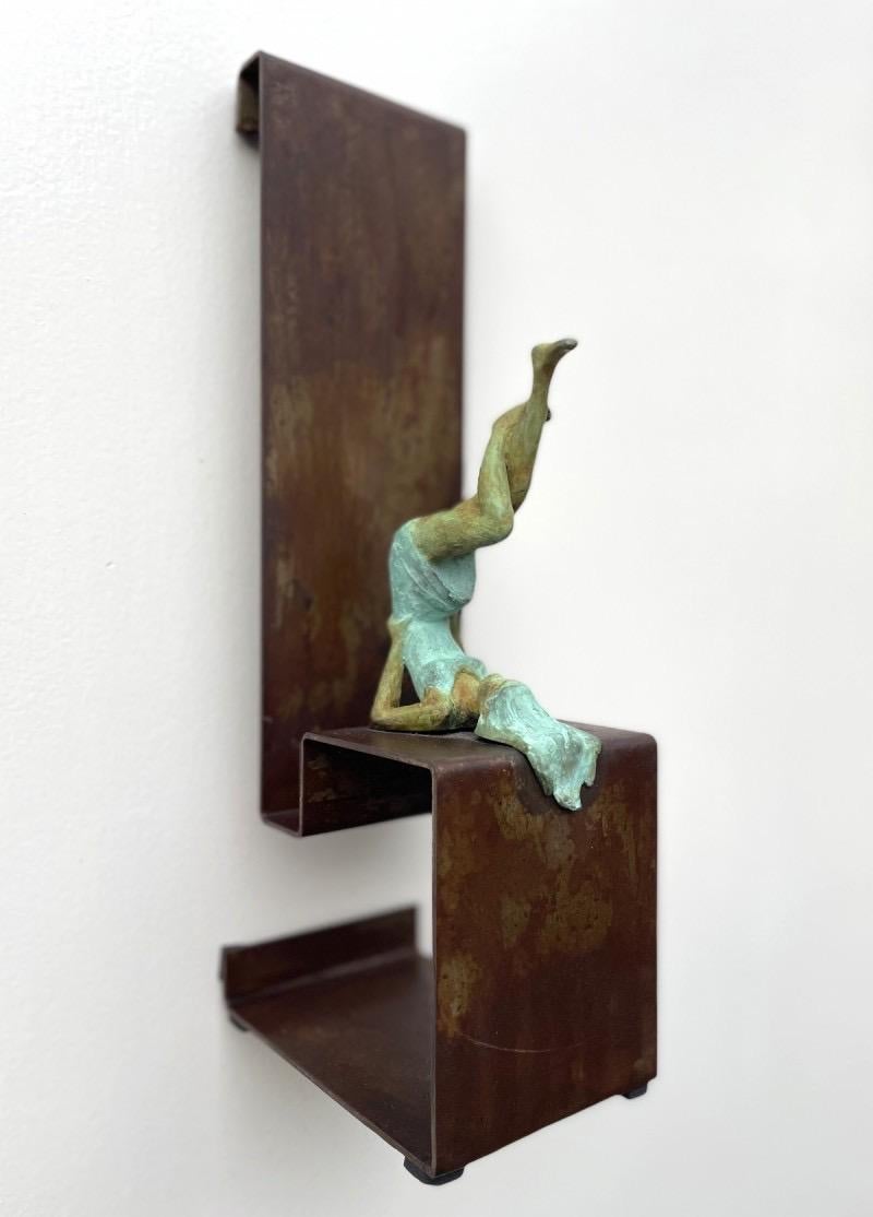 Joan Artigas Planas Figurative Sculpture - "Balance V " contemporary bronze table, mural sculpture figurative girl yoga