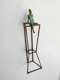 "Desire" contemporary bronze table mural sculpture figurative girl freedom pride