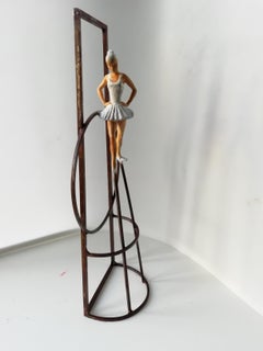 "Elegance" contemporary bronze table, mural sculpture figurative ballet dancer