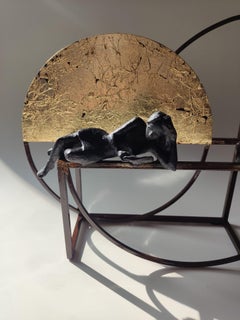 "Gattopardo" bronze table mural sculpture figurative girl reading book me time