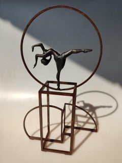 "Isadora II" contemporary bronze table, mural sculpture figurative ballet dance