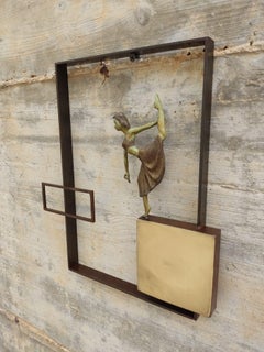 "Javenese II" contemporary bronze brass mural sculpture figurative girl dancing 
