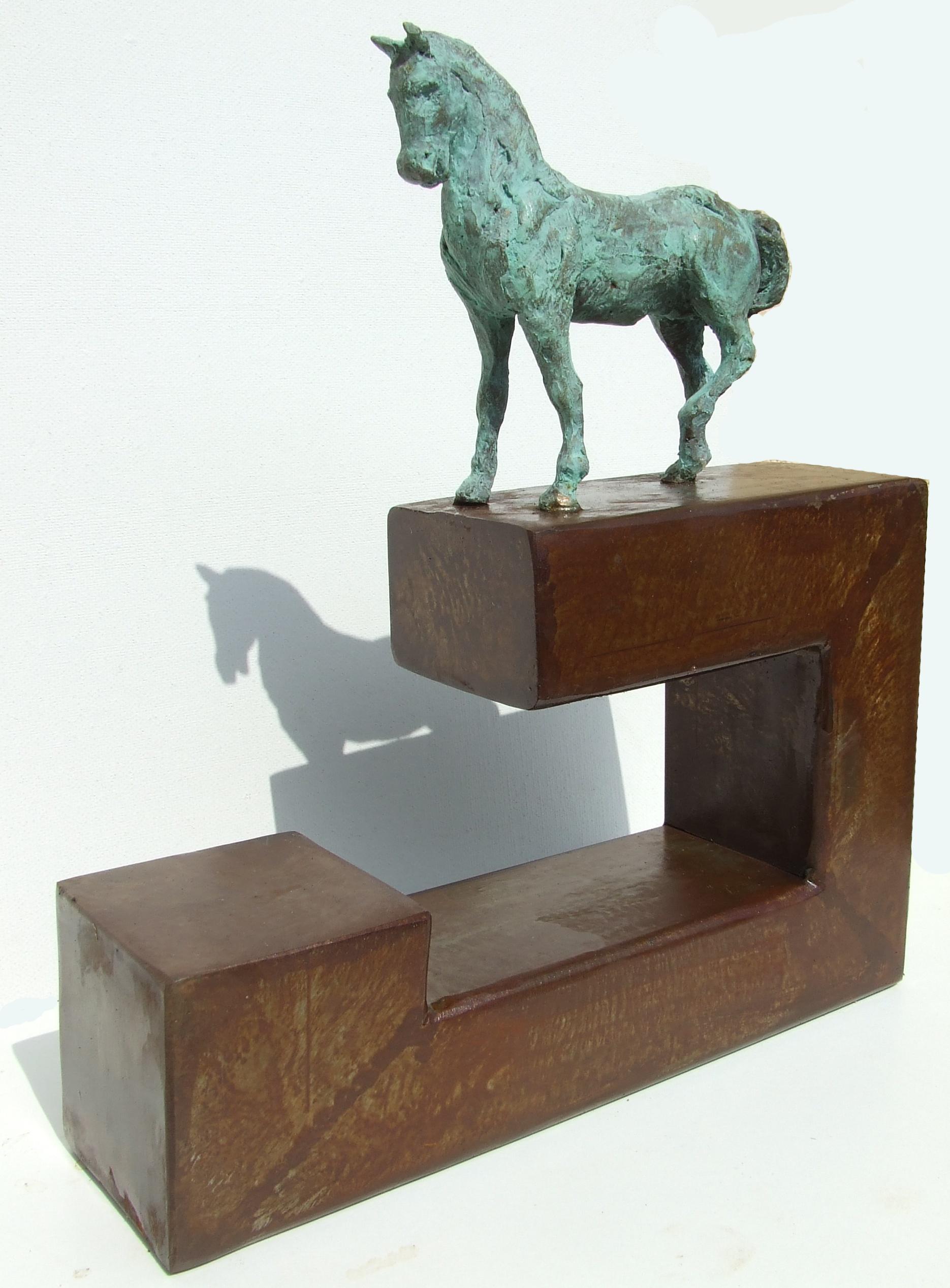 Joan Artigas Planas Figurative Sculpture - "Leonardo's Horse" contemporary bronze table, mural sculpture horse animal 