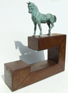 "Leonardo's Horse" contemporary bronze table, mural sculpture horse animal 