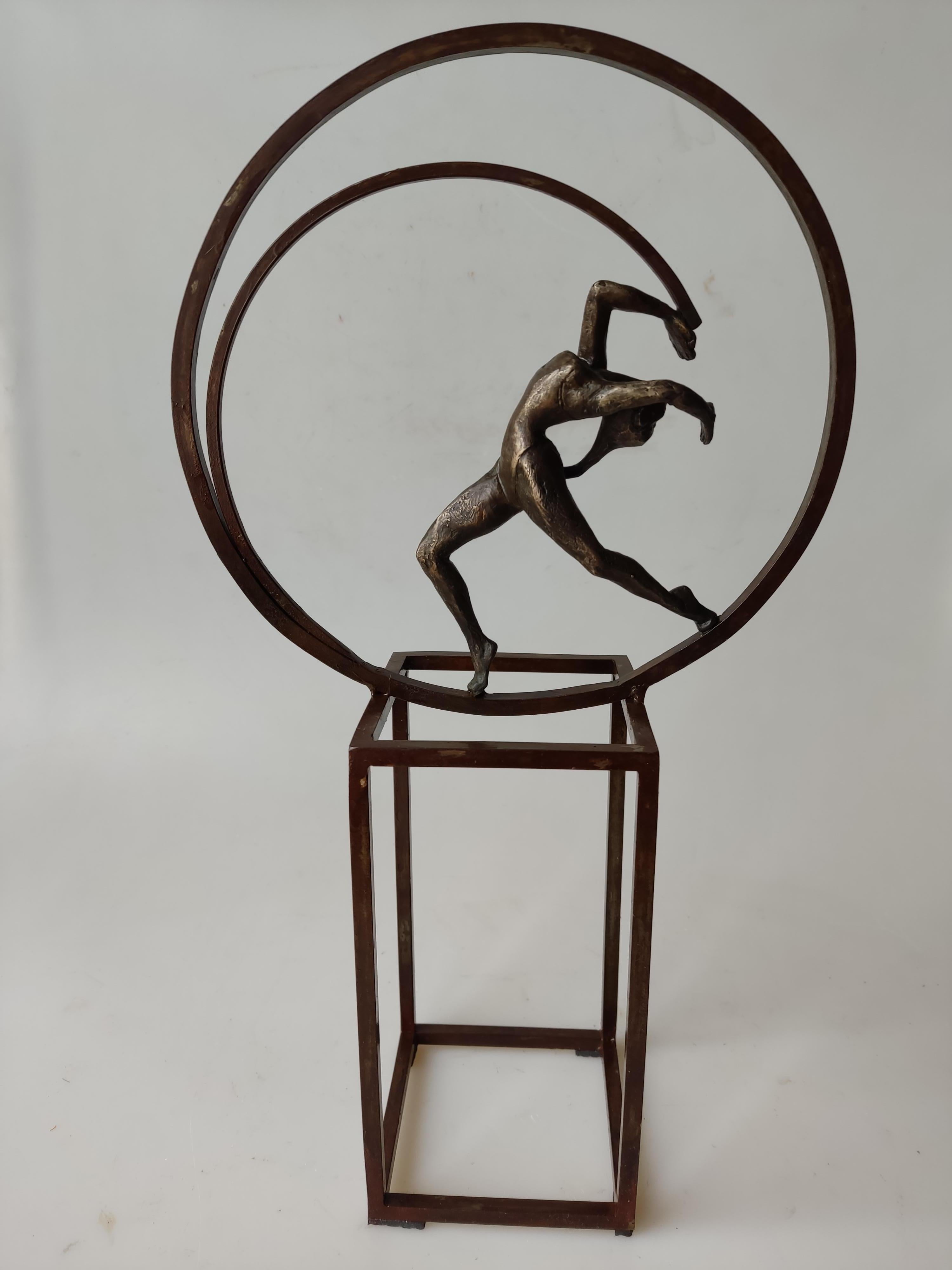Joan Artigas Planas Figurative Sculpture - "Life" contemporary bronze table, mural sculpture figurative girl relax dance