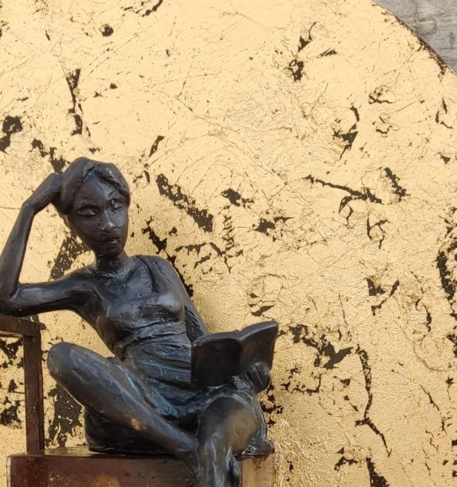 Madam Bovary is a bronze sculpture with dark patina, it is connected to a steel base. The edition size is 25. This sculpture stands on shelf as well as be hung on wall. 

Joan’s latest sculpture series of female figures brings an out-of-the-box