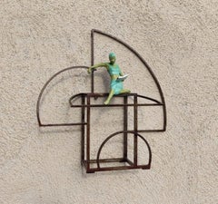 « Mythologie » sculpture murale de table en bronze figurative jeune fille lisant un livre sans relâche