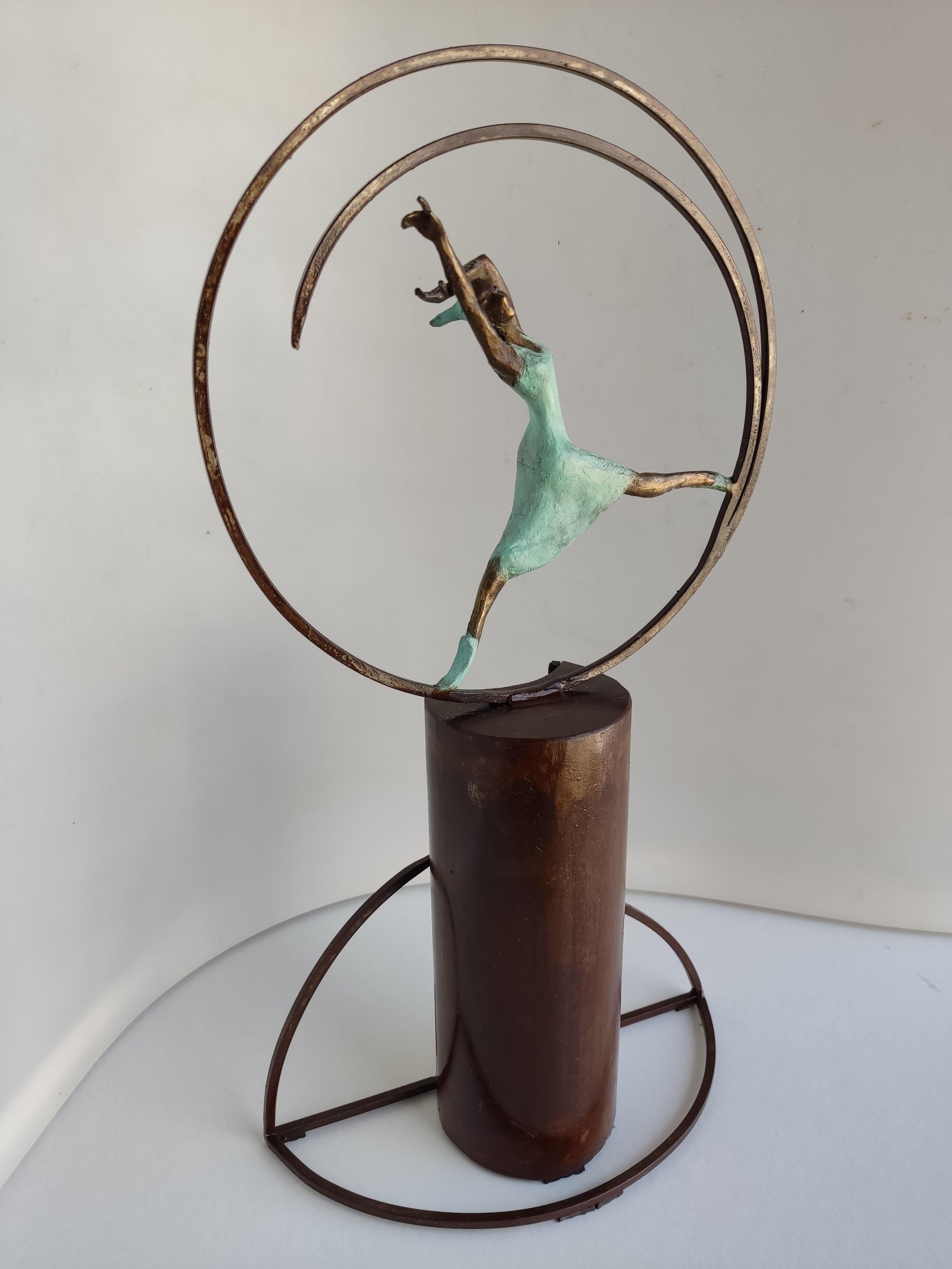 Joan Artigas Planas Figurative Sculpture - "Pina Bausch " contemporary bronze mural,  table sculpture figurative dancing