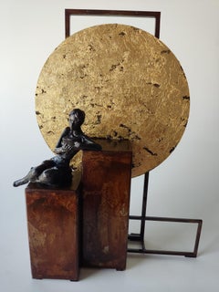 "Pride" bronze table mural sculpture figurative girl reading book me time