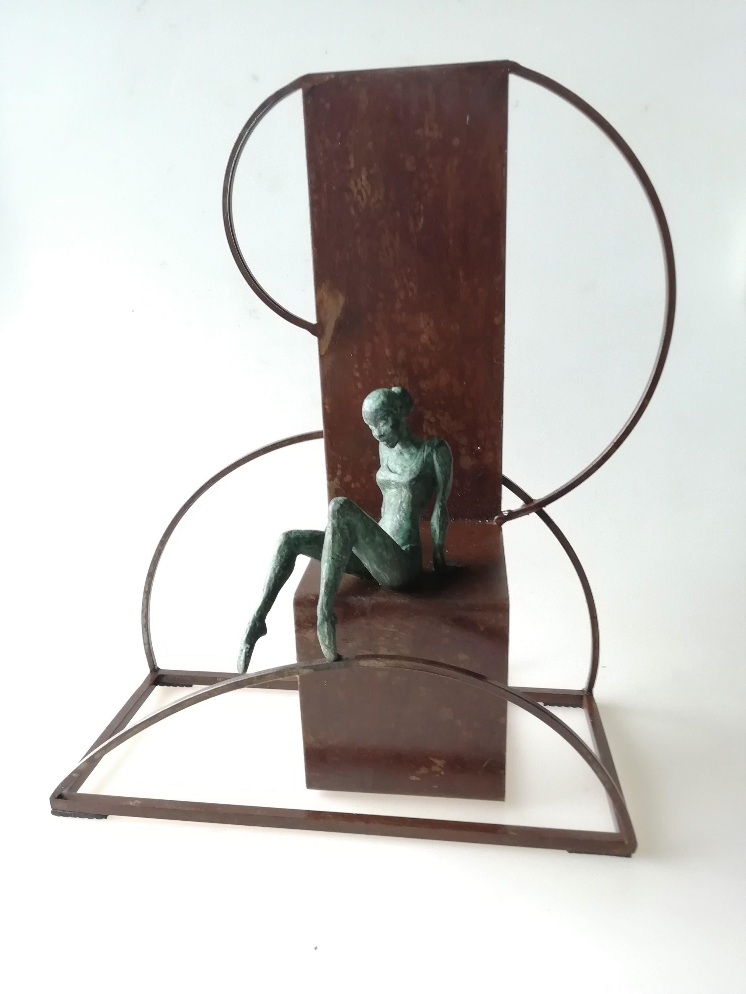 Joan Artigas Planas Figurative Sculpture - "Ready" contemporary bronze table, mural sculpture figurative ballet dancer 