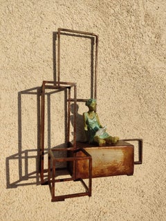 "Sense" bronze table mural sculpture figurative girl reading book me time