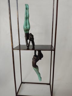 "Shadow" contemporary bronze table wall sculpture figurative reflection sensuous