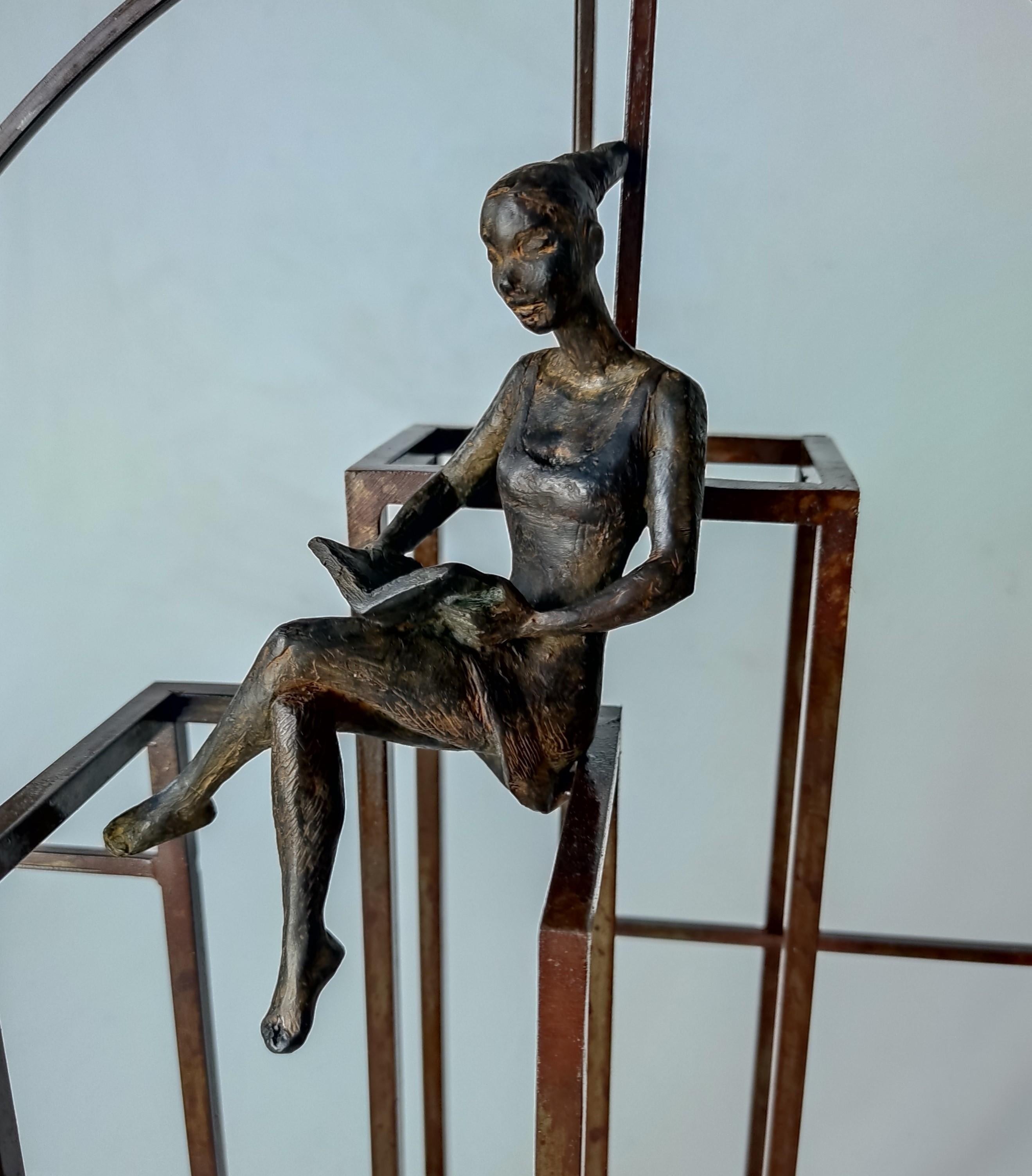 Thriller is a bronze sculpture with dark brown patina, it is connected to a steel base. The edition size is 25. This sculpture stands on shelf as well as be hung on wall. 

Joan’s latest sculpture series of female figures brings an out-of-the-box
