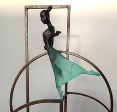 "Vals" bronze table mural sculpture figurative girl dancing waltz elegance free
