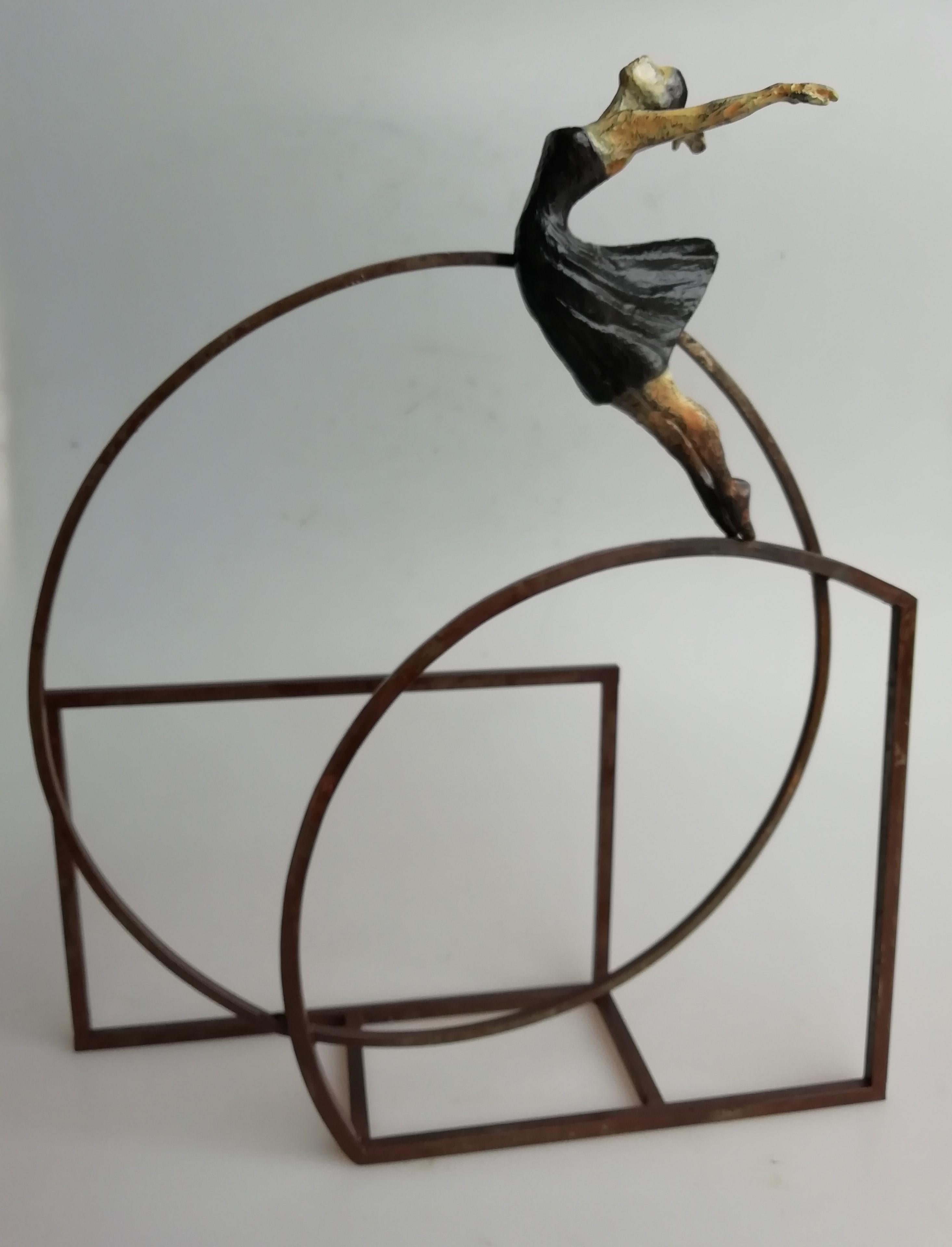 Joan Artigas Planas Figurative Sculpture - "Victory" contemporary bronze table, mural sculpture figurative girl freedom