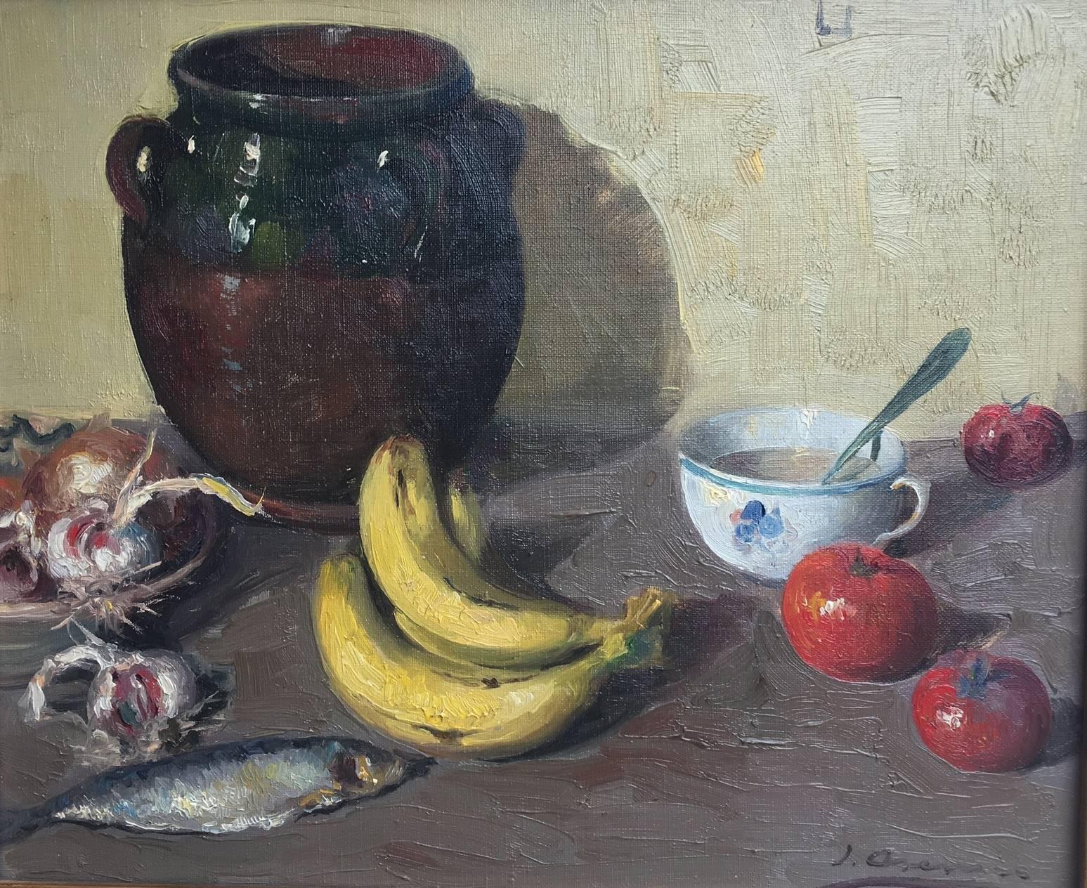  Fruits - original Still-life acrylic Painting 
 Asensio Mariné (Barcelona, 1890-1961) was a painter who specialized in landscapes, figures and still lifes of marked realism, that carried out a handful of personal and collective exhibitions in