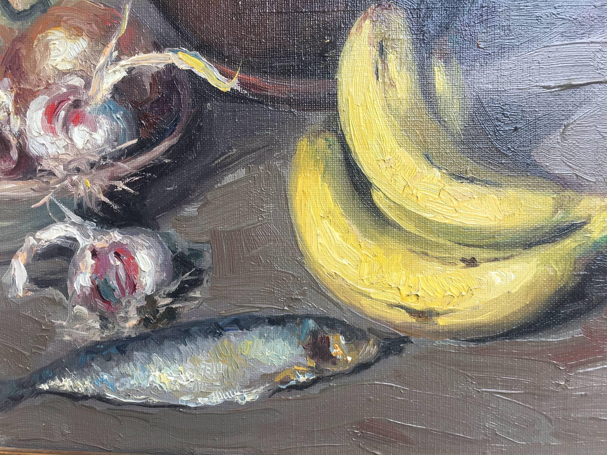 Asensio  Frutas - Pintura acrílica original Bodegón - Still-Life Painting Negro de Joan Asensio Marine