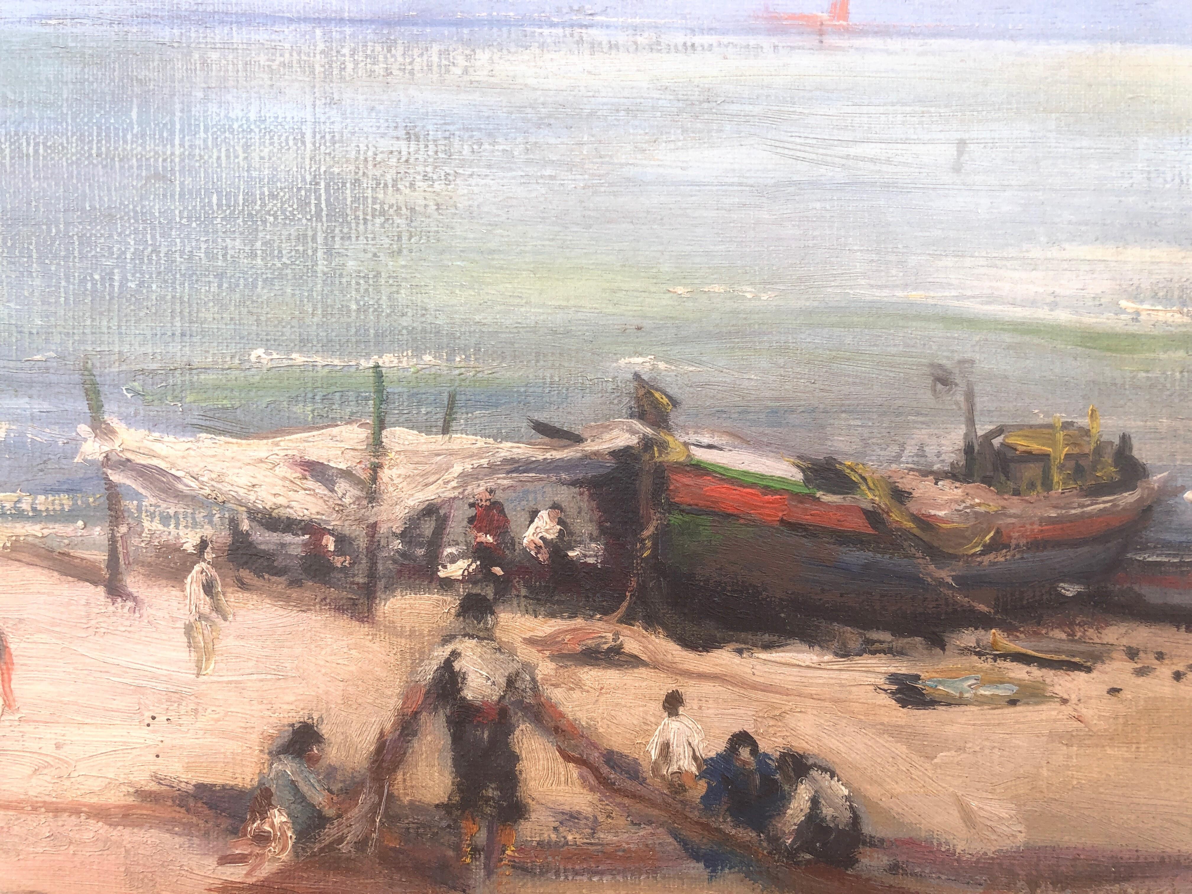 Joaquín Asensio Mariné (1890-1961) - Strand - Öl auf Leinwand
Das Öl misst 65x81 cm.
Der Rahmen misst 81x96 cm.

Asensio Mariné (Barcelona, 1890-1961) war ein Maler, der sich auf Landschaften, Figuren und Stillleben von ausgeprägtem Realismus