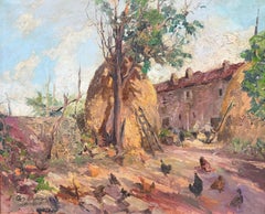 Dipinto a olio impressionista raffigurante un paesaggio rurale catalano sul Mediterraneo – Arte spagnola