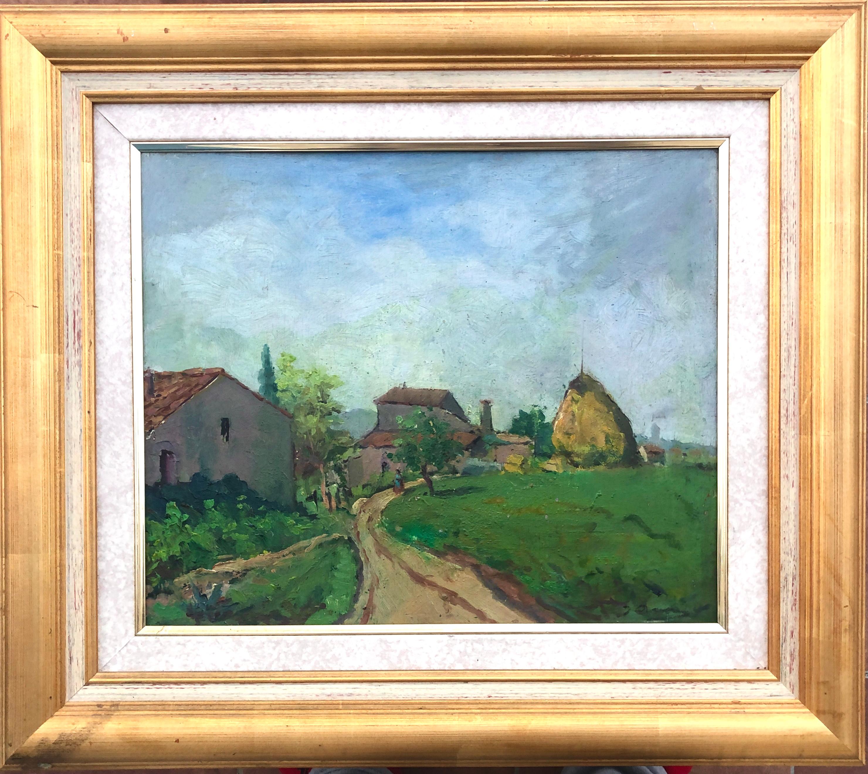 Rural Landscape oil on board painting Spain spanish european art - Painting by Joan Asensio Marine