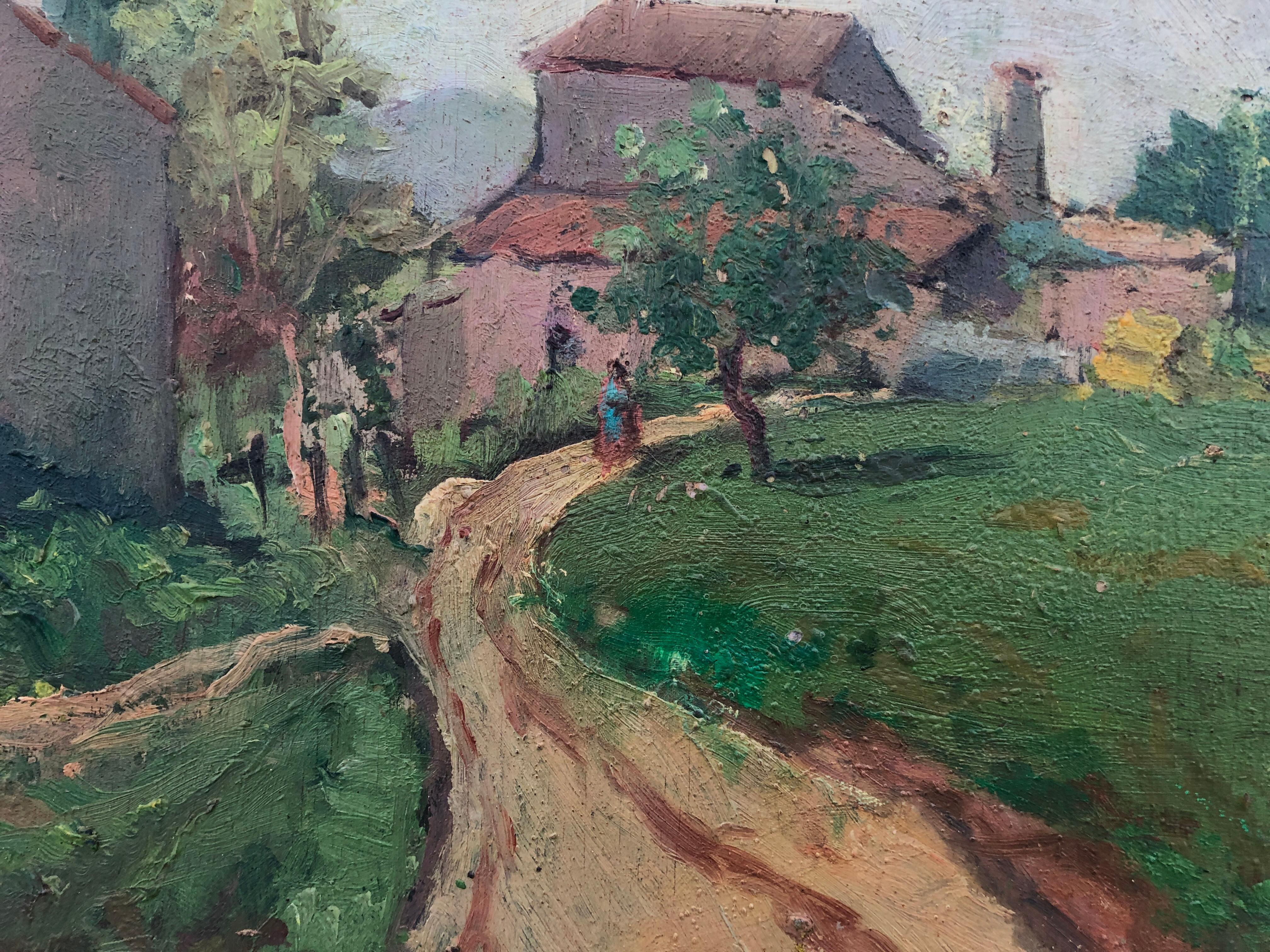 Title: Rural Landscape
Artist: Joaquín Asensio Marine (1890-1961)
Technique: Oil on panel
Dimensions without frame: 15 x 18 inches
Dimensions with frame: 19 x 22.5 inches
Style: Impressionist
Period: 1930s
Support: Panel

Description
The artwork