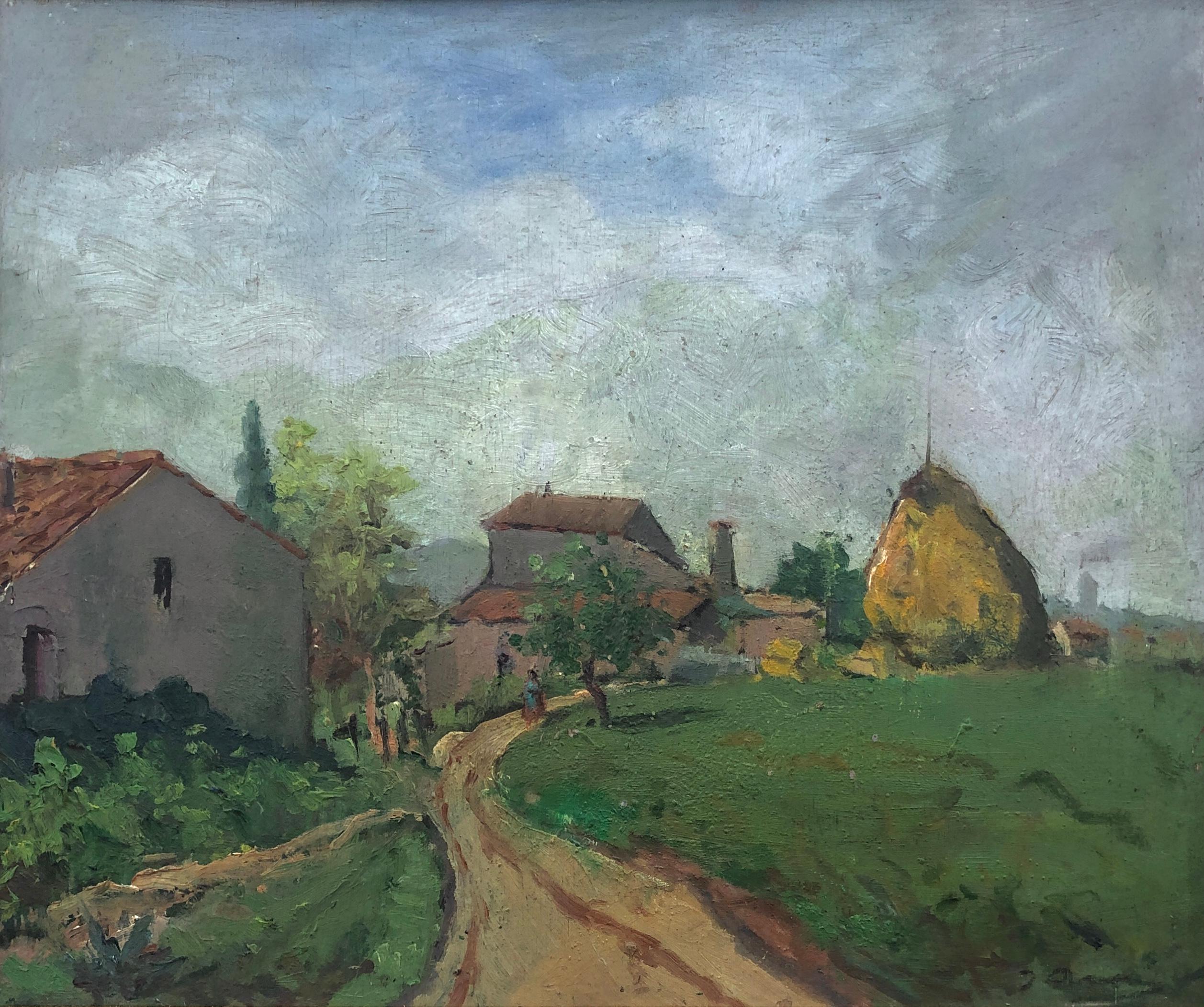 Joan Asensio Marine Figurative Painting - Rural Landscape oil on board painting Spain spanish european art