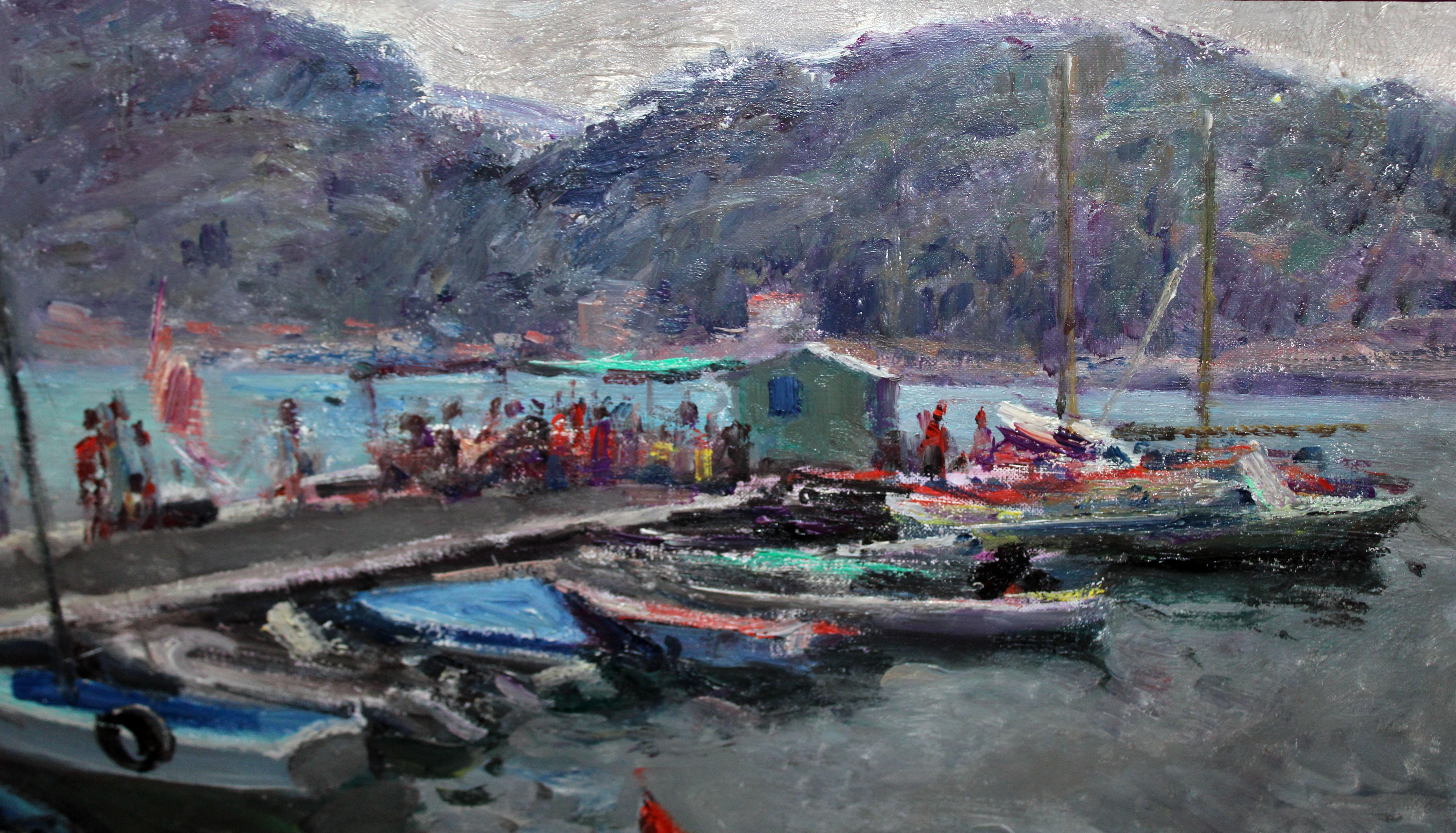 Óleo sobre tela - Puerto de Soller (Mallorca) - Impressionnisme Painting par Joan Beltrán Bofill 