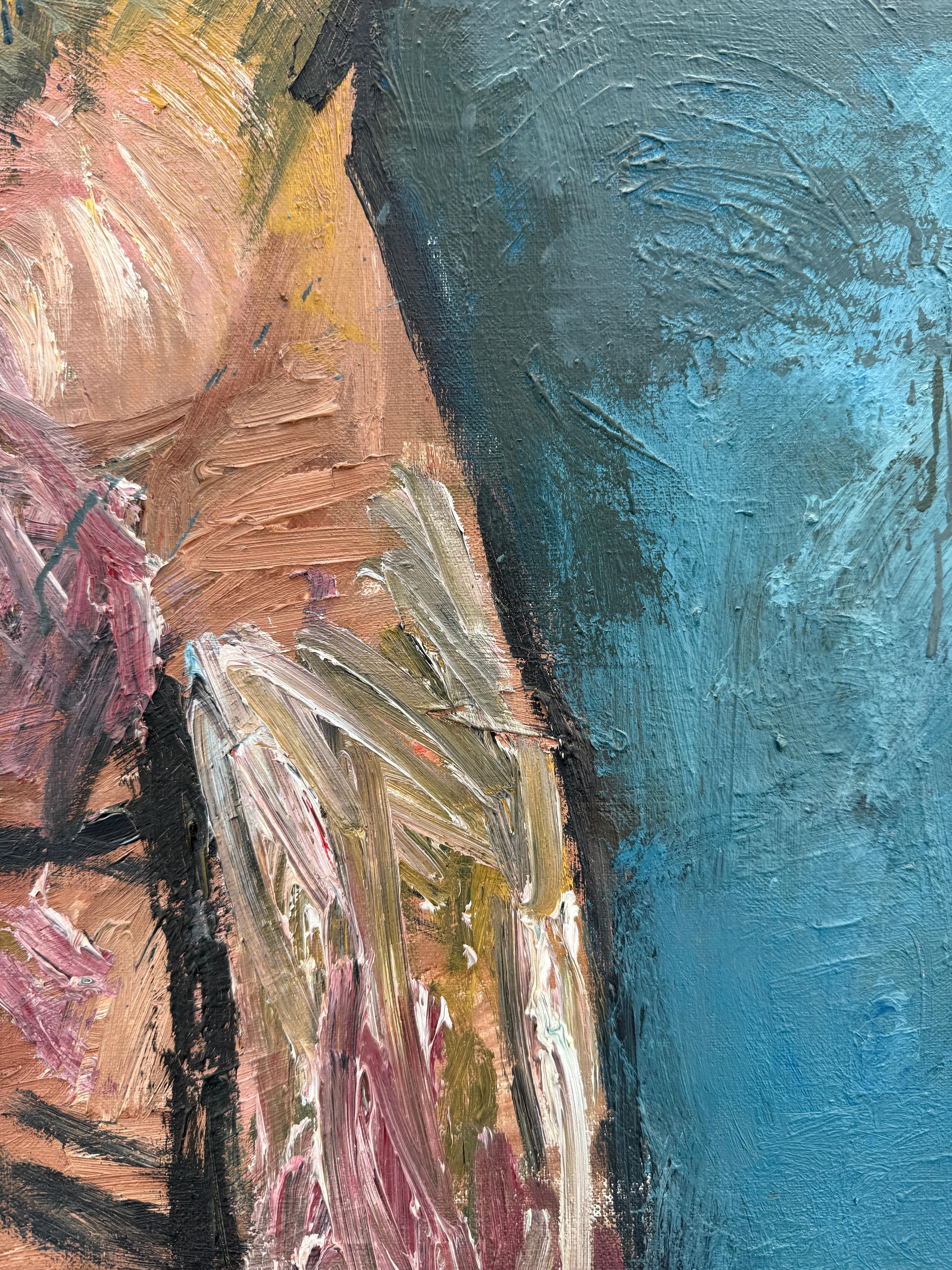 Man Emerging from the Water oil on canvas painting expressionst art - Gray Portrait Painting by Joan Bennassar