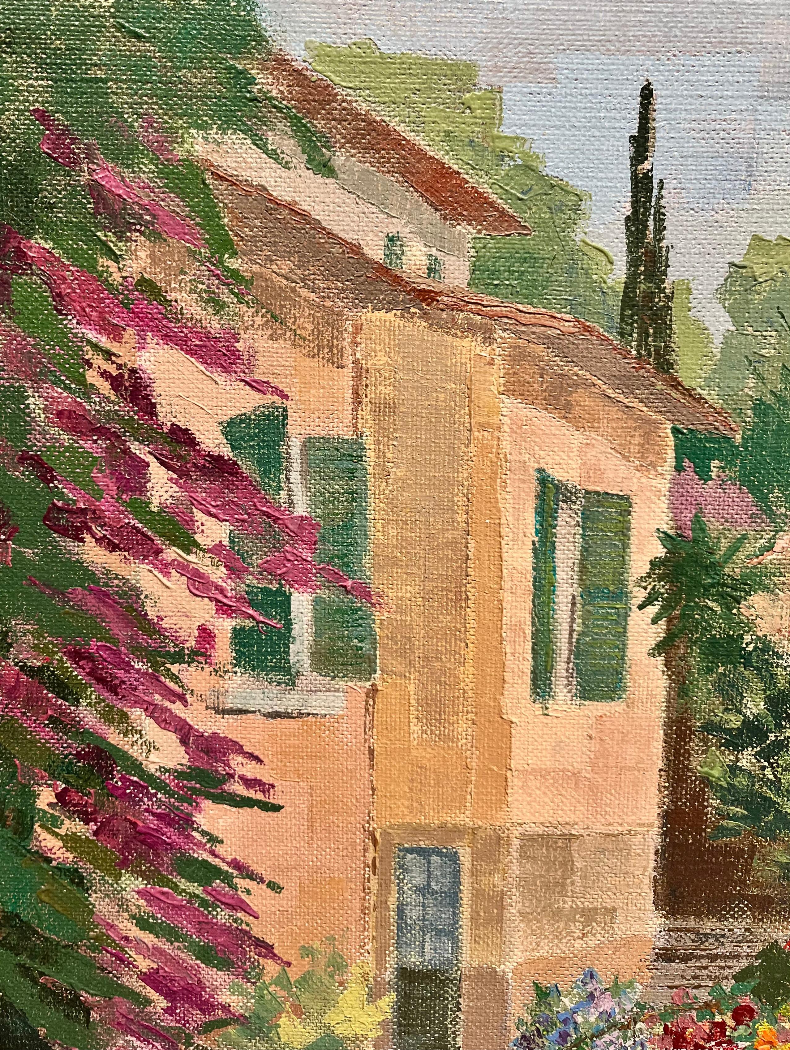 Ruelle Fleurie - Painting by Joan Berthomieu