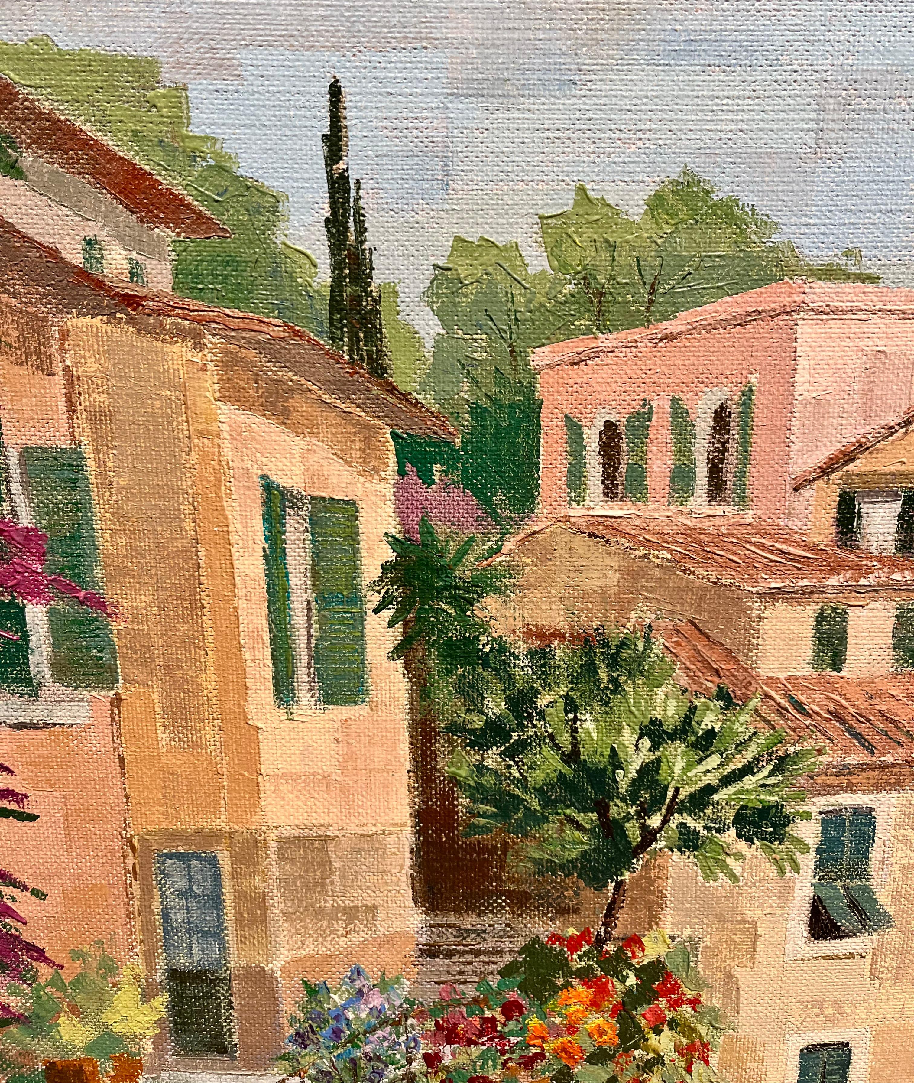 Ruelle Fleurie - Impressionist Painting by Joan Berthomieu