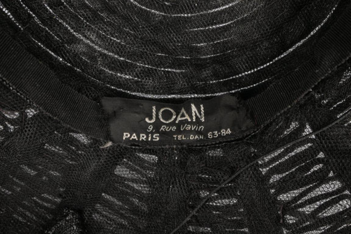 Cappello di paglia nero Joan in vendita 5