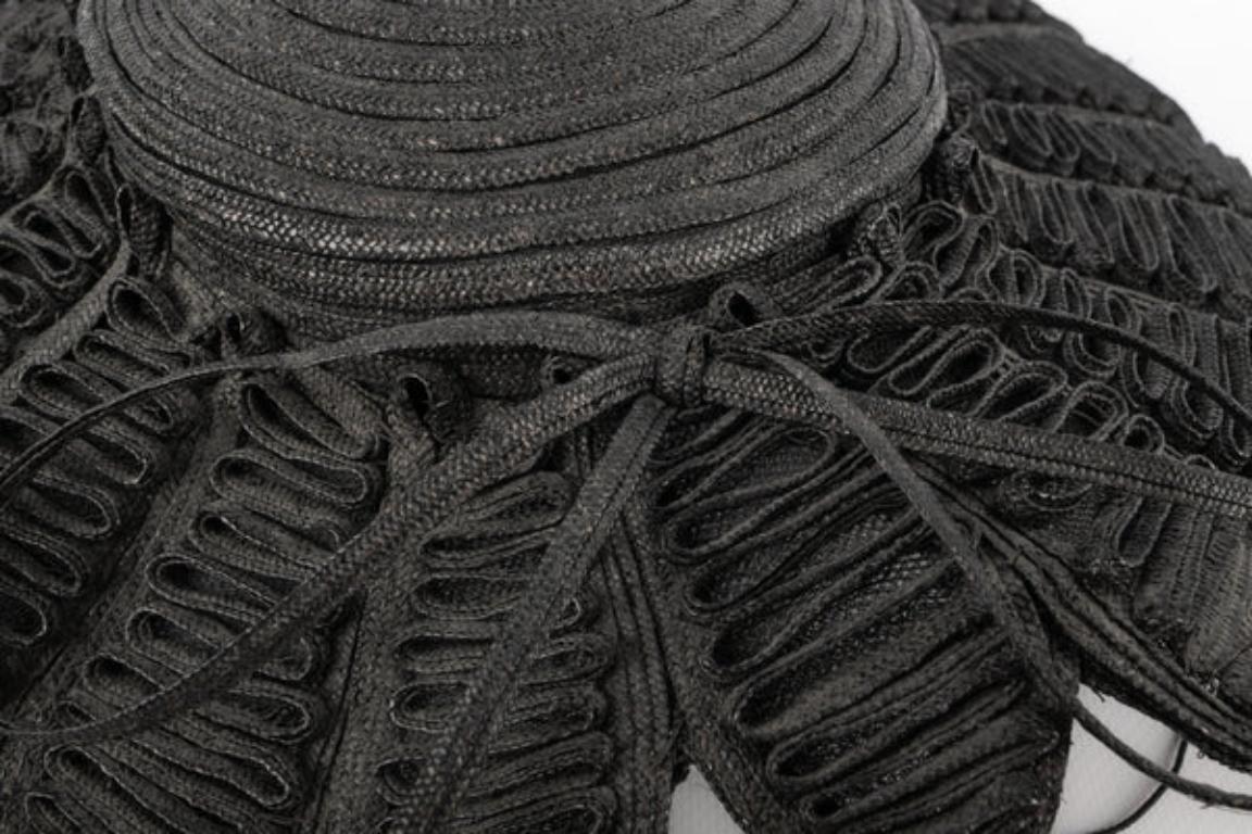 Cappello di paglia nero Joan in vendita 3