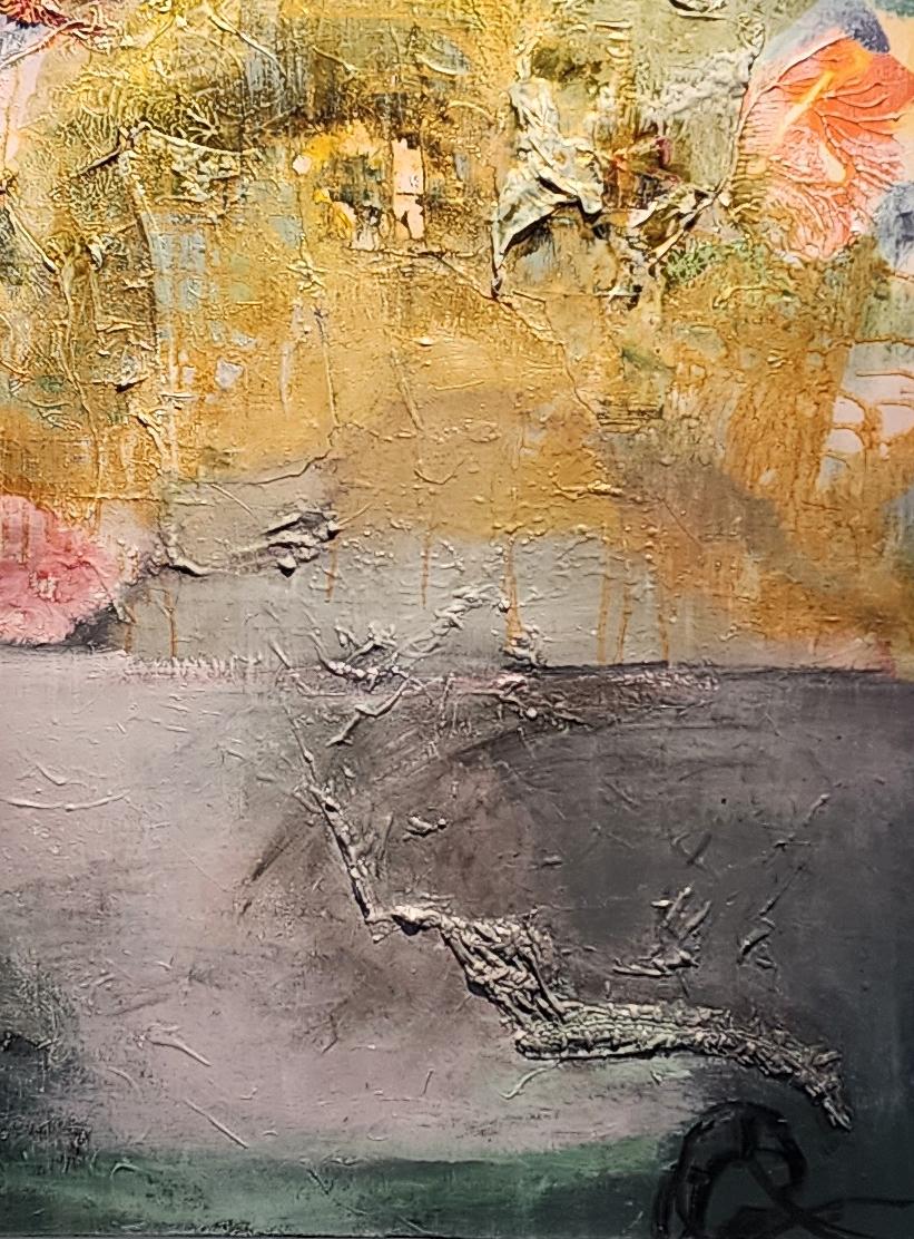 Ahead of the Storm, Mixed Media,  Abstract  Expressionism 40 x 30 , Movement - Brown Abstract Painting by Joan Bohn