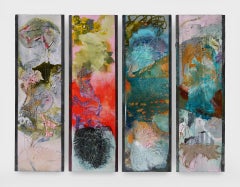 The Four Seasons, mixed media , Abstract Expressionism, Four Panels 48x15x2 each
