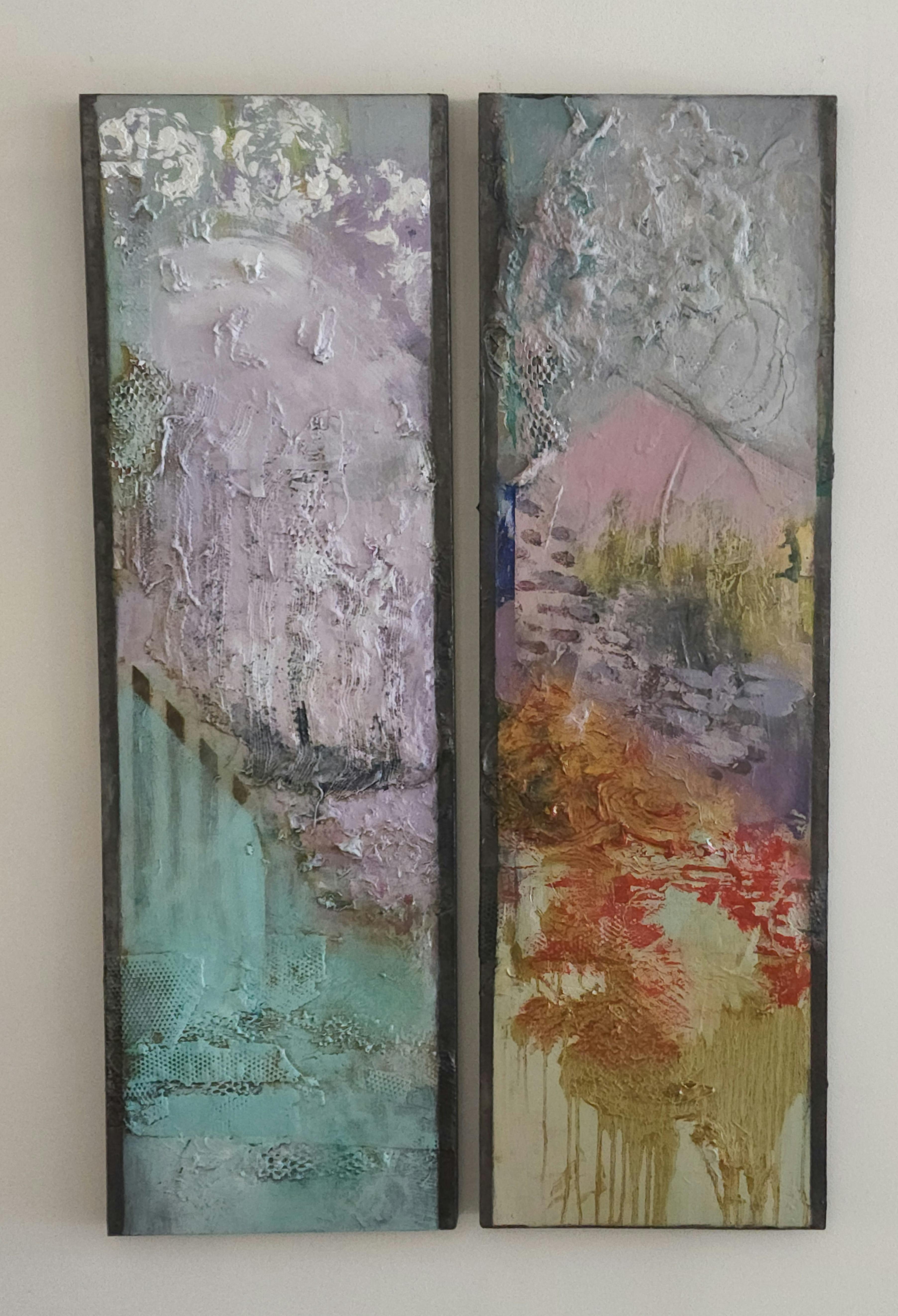 The Four Seasons, Mixed Media, Four Panels each 48 x 15, Abstract  Expressionism 1