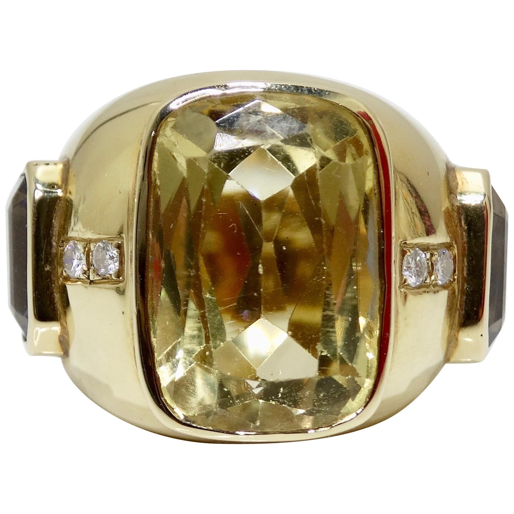 Joan Boyce 18k Gold Precious Stone Cocktail Ring