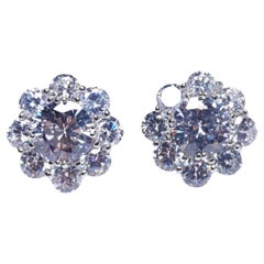 Joan Boyce Diamond Simulant White Gold-Plated Clip-On Cluster Stud Earrings