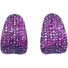 Joan Boyce Ombre Pink and Purple Crystal Black Rhodium-Plated Pierced Earrings