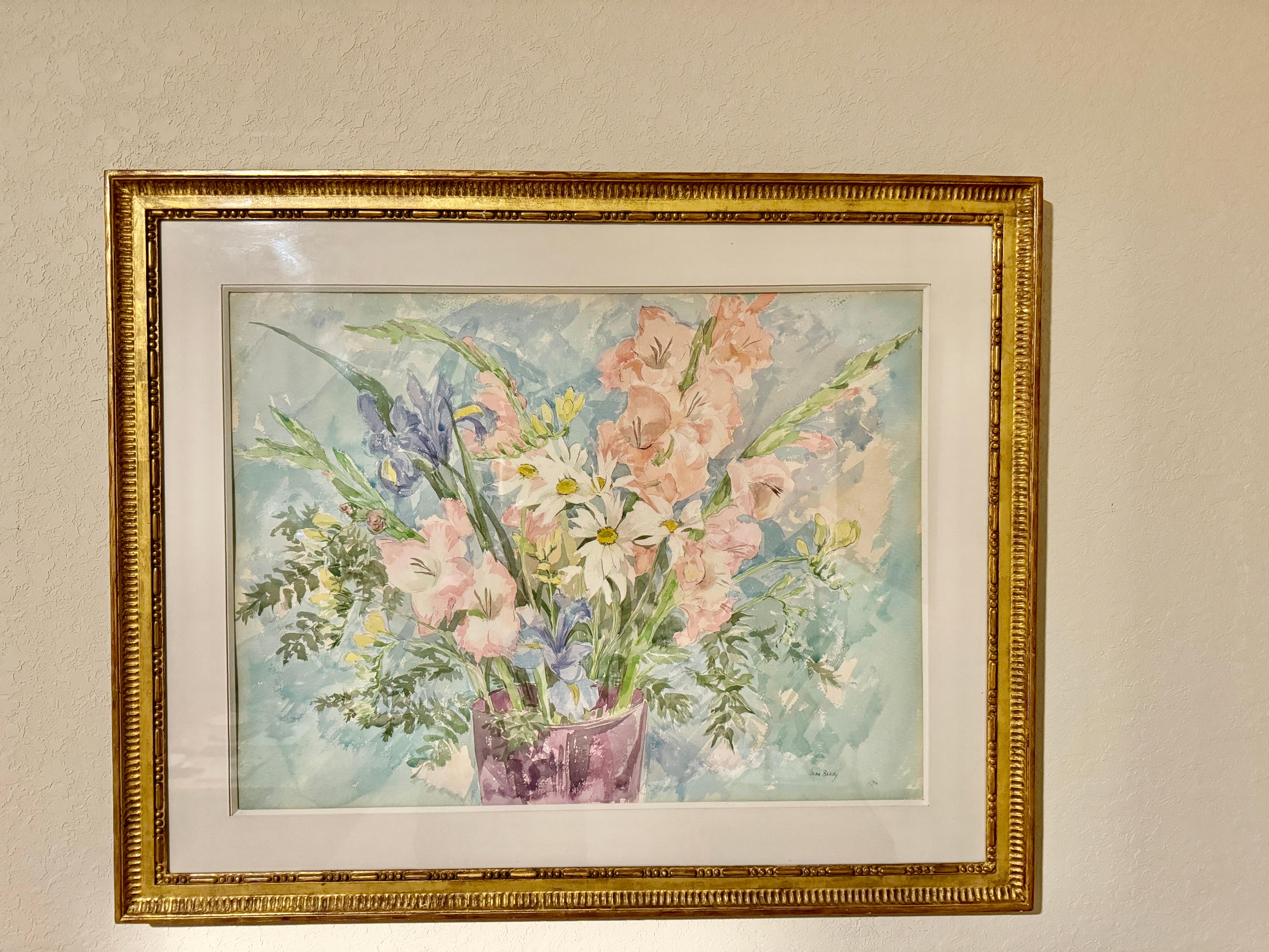 Blumenstrauß Aquarell auf Papier im Angebot 1