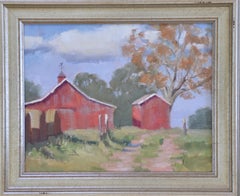 Autumn Barn , Texas Landscape, 9.5x 11.5 Oil, Free Shipping,  Hill Country