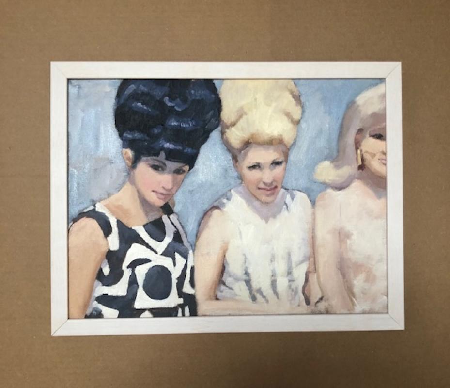 Beehives, Figurative, Texas artist, Women in the Arts, Portraits, 60's Hair - Painting by Joan Breckwoldt
