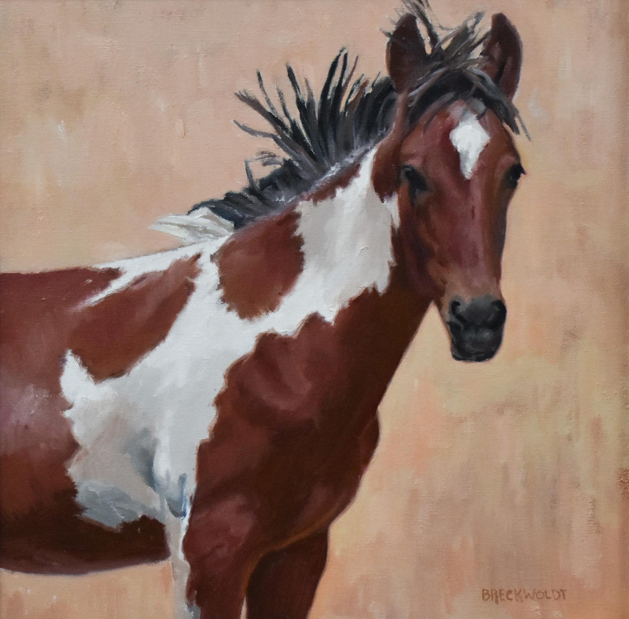 Pintar Mustang Salvaje, Óleo, Wyoming, Marco de Madera Personalizado, Arte del Oeste, Envío Gratuito - Painting de Joan Breckwoldt