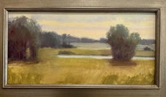 Evening Solace Landscape,  12" x 24"  Oil  Texas Landscape Champagne Gold Frame