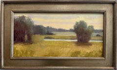 Evening Solace Landscape,  12" x 24"  Oil  Texas Landscape Champagne Gold Frame