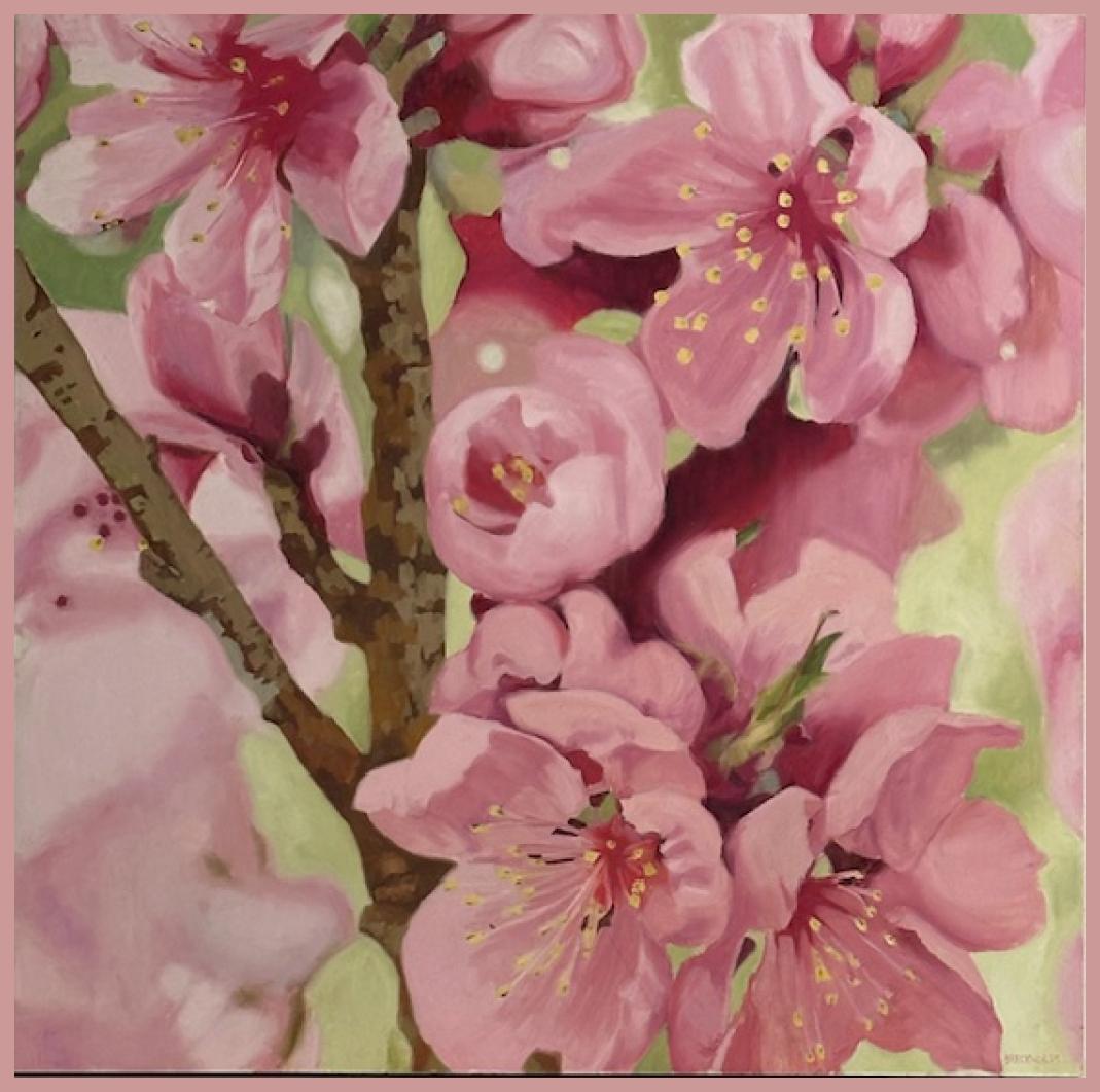 In Bloom 36x 36 Öl auf Birke Tafel Impressionismus  Blumen  Frauen im Kunstgewerbe – Painting von Joan Breckwoldt